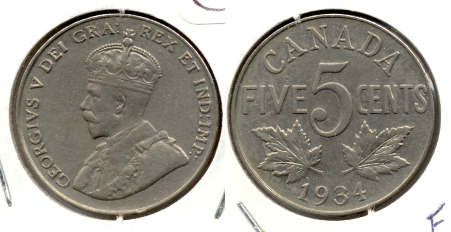 1934 Canada Nickel VF-20