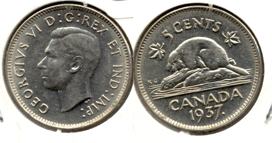 1937 Dot Canada Nickel AU-50