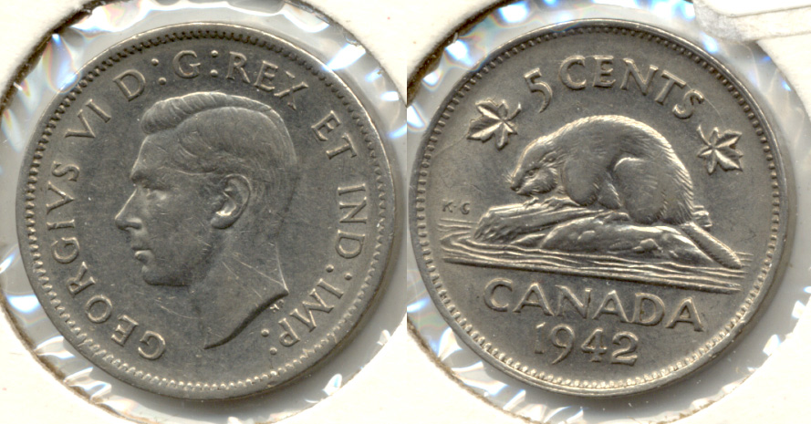 1942 Canada 5 Cents EF-40
