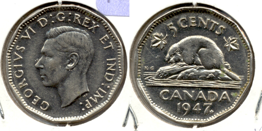 1947 Maple Leaf Canada Nickel EF-40