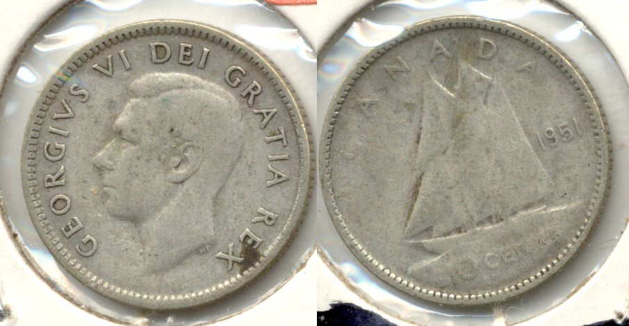 1951 Canada Dime VG-8