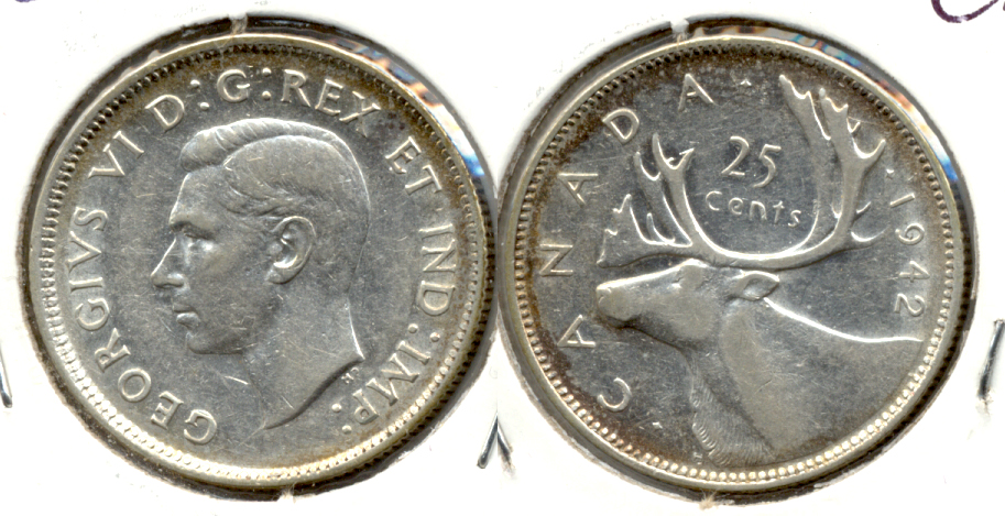 1942 Canada Quarter AU-50