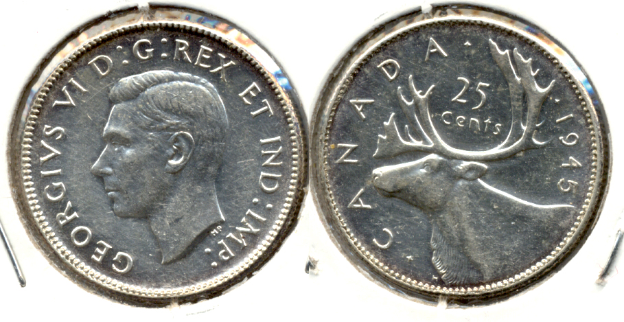 1945 Canada Quarter AU-50