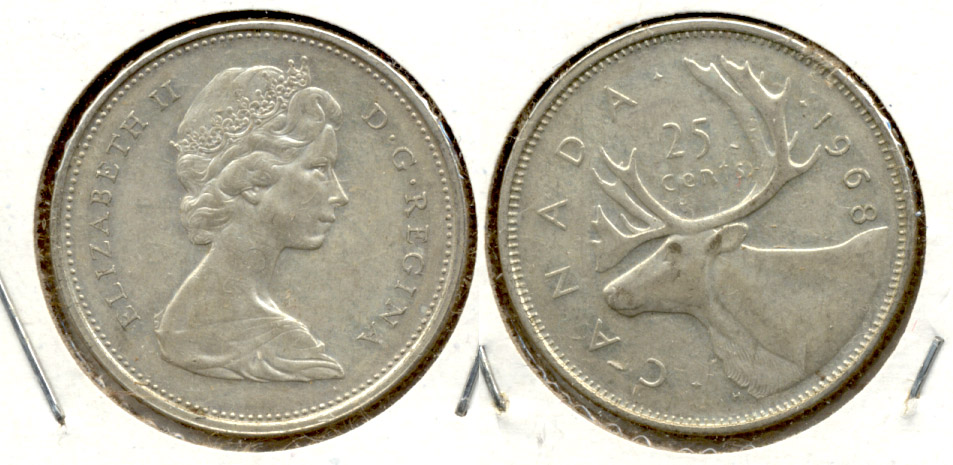 1968 Silver Canada Quarter EF-40