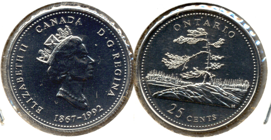 1992 Ontario Canada Quarter Prooflike