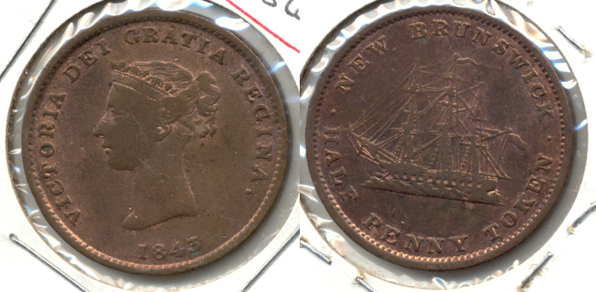 1843 New Brunswick Canada 1 Penny Token Fine-12