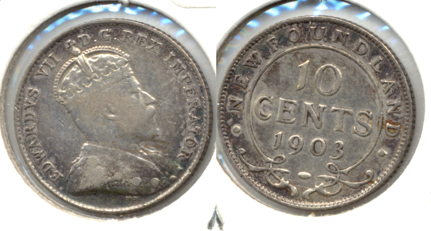1903 Newfoundland Canada 10 Cents Fine-15