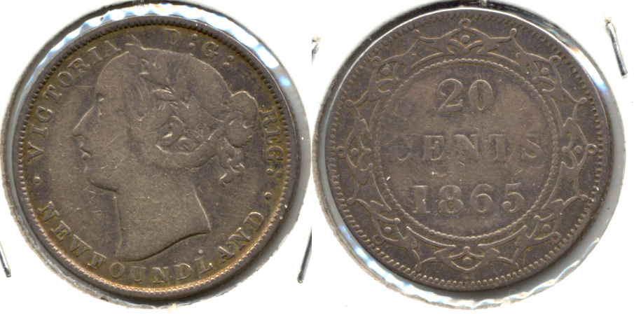 1865 Newfoundland Canada 20 Cents Fine-12