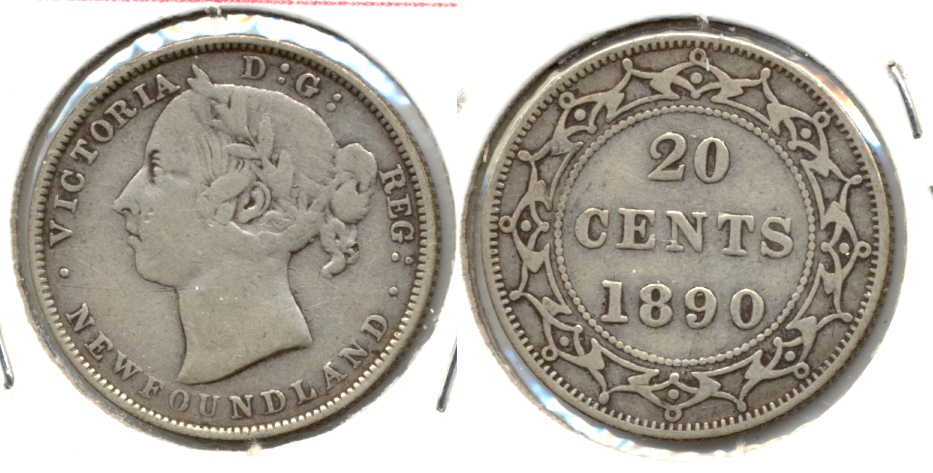 1890 Newfoundland Canada 20 Cents Fine-15