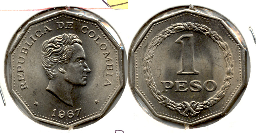 1967 Colombia 1 Peso MS