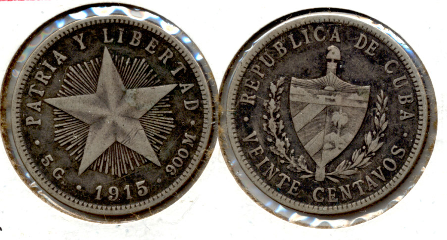 1915 Cuba 20 Centavos VF-20