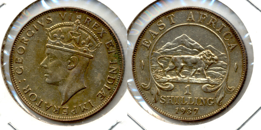 1937-H British East Africa 1 Shilling AU-50