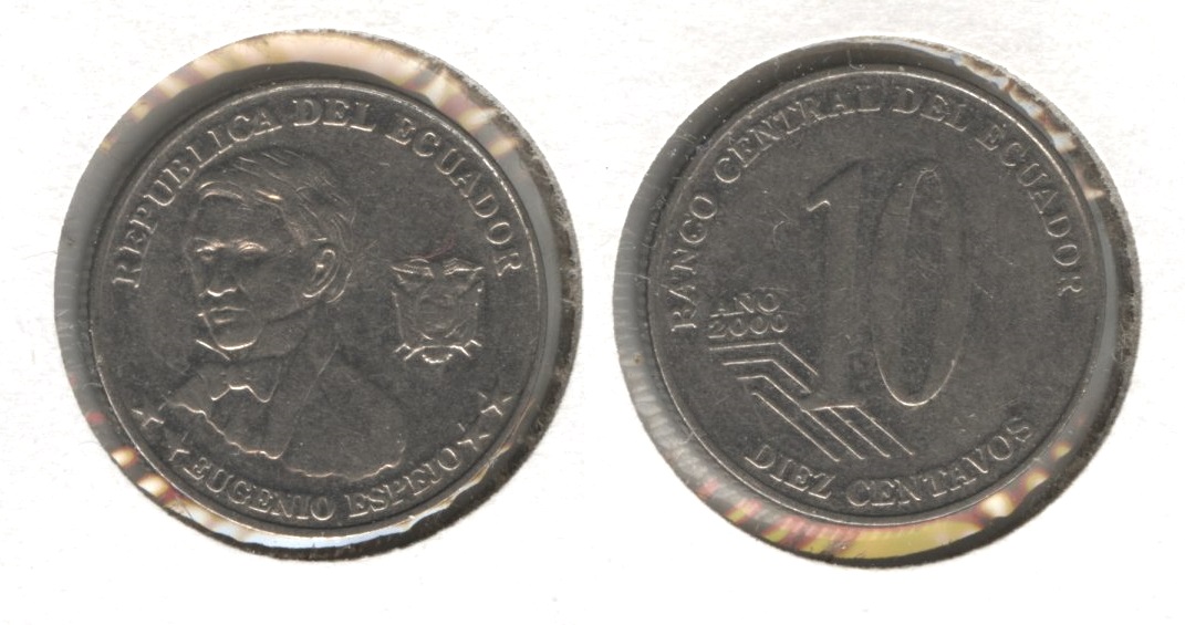 2000 Ecuador 10 Cents EF-40