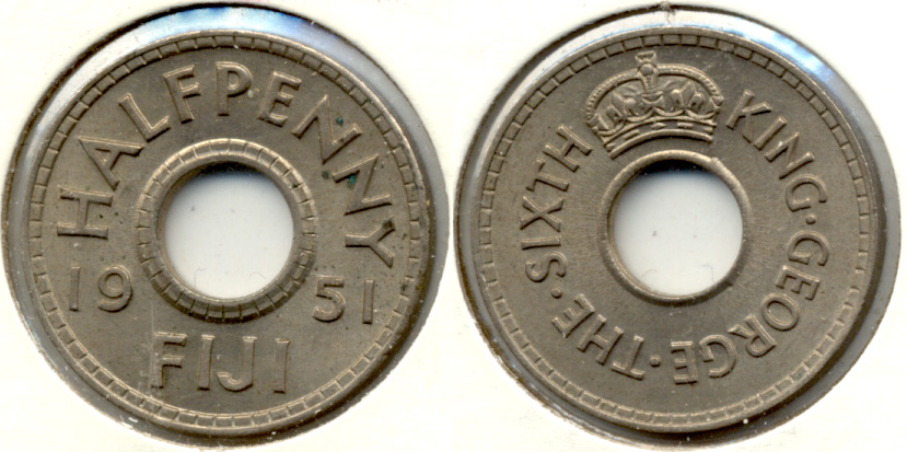 1951 Fiji Half Penny MS