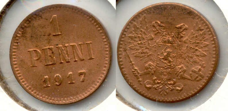 1917 Finland 1 Penni AU-50