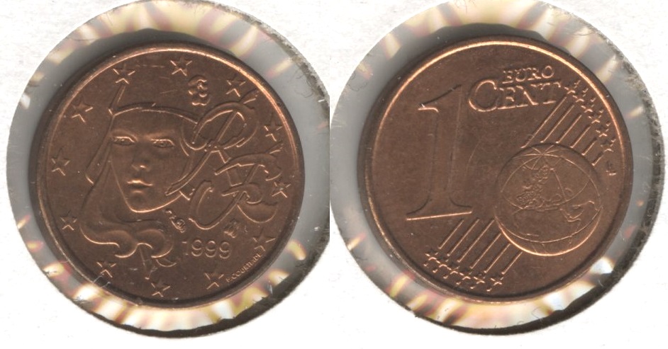 1999 France 1 Euro Cent AU-50 #a
