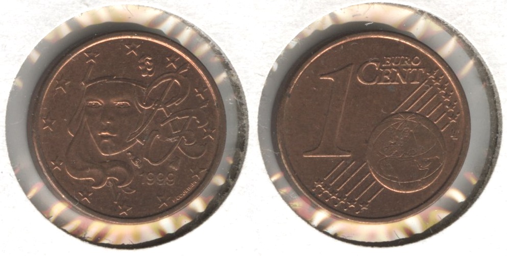 1999 France 1 Euro Cent AU-50 #b