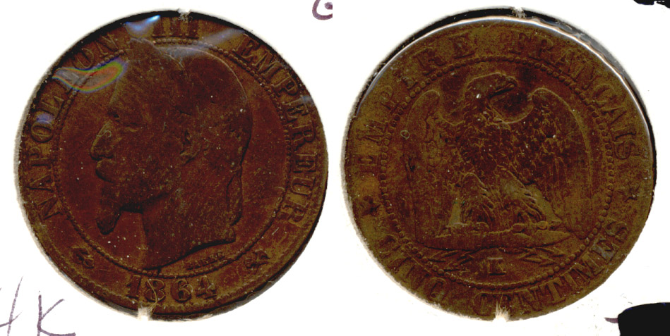 1864-K France 5 Centimes Good-4