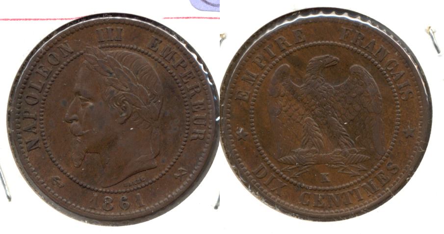 1861-K France 10 Centimes EF-40