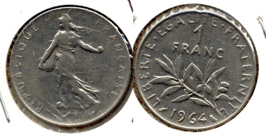 1964 France 1 Franc VF-20