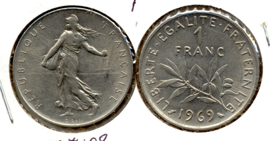 1969 France 1 Franc AU-50