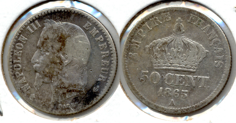 1865-A France 50 Centimes VG-8