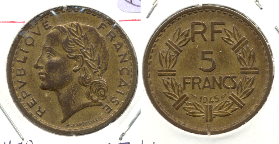 1945-C France 5 Francs VF-20