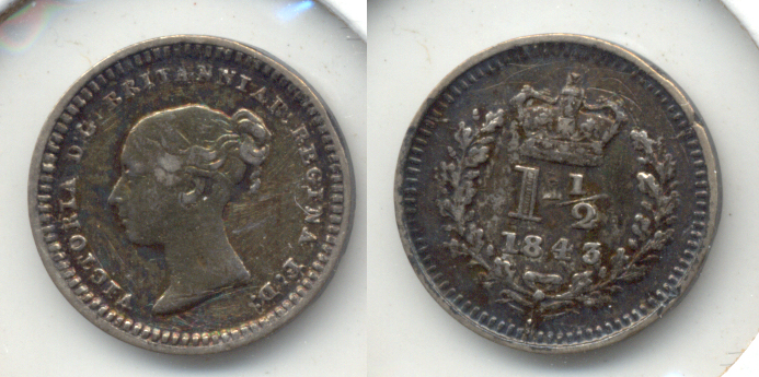 1843 Great Britain 1 1/2 Penny VF-30