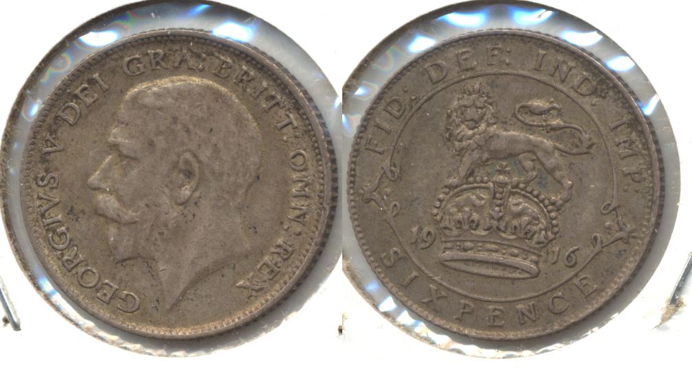 1916 Great Britain 6 Pence VF-30