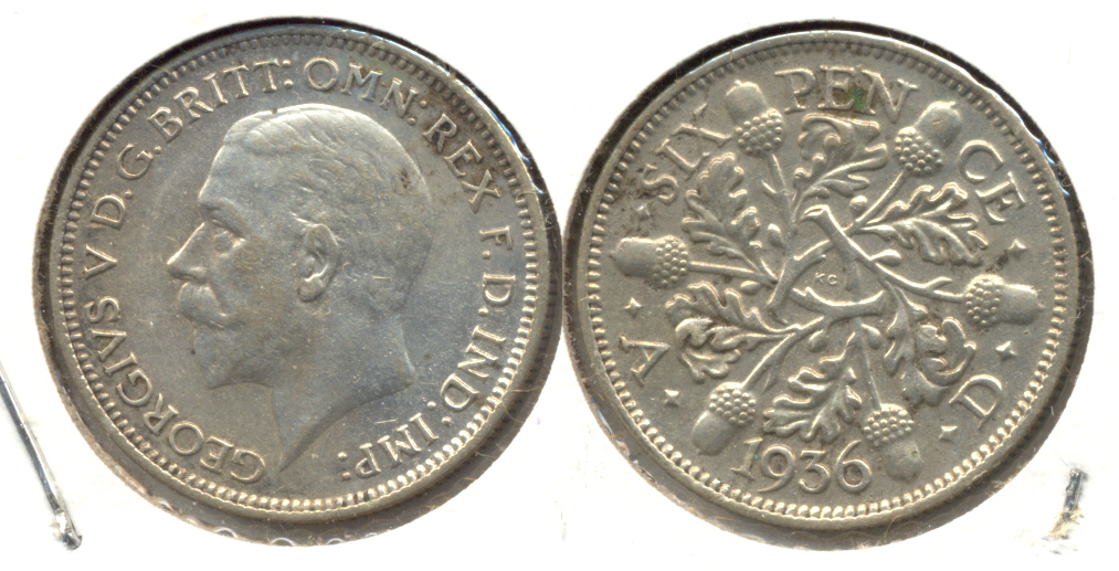 1936 Great Britain 6 Pence AU-50