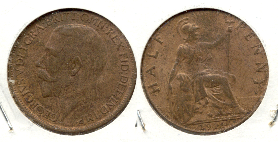 1914 Great Britain Half Penny EF-40