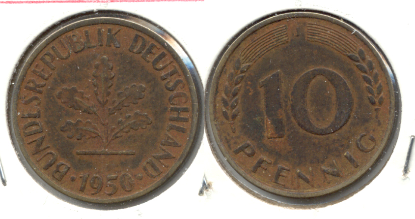 1950-J Germany 10 Pfennig Fine-12