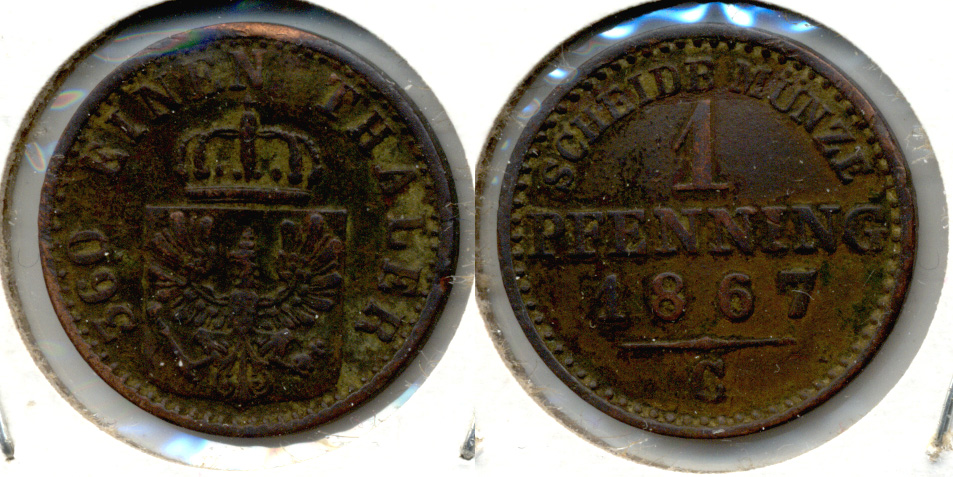 1867-C Germany Prussia 1 Pfennig EF-40