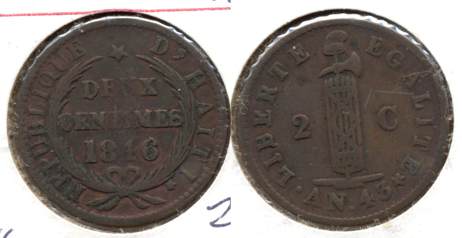 1846 Haiti 2 Centavos Fine-12