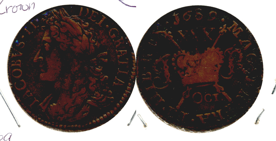 1689 Ireland Half Crown Fine-15 Gun Money October
