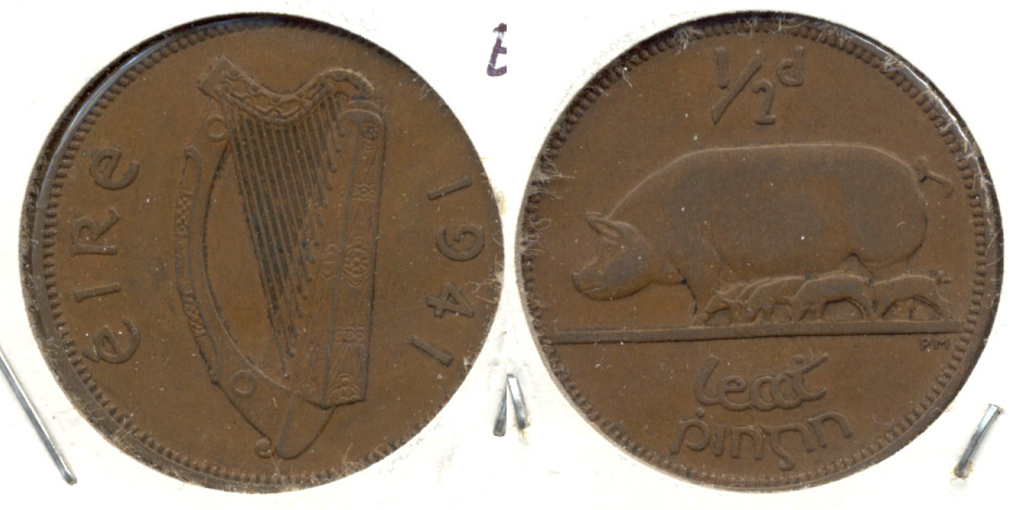 1941 Ireland Half Penny EF-40