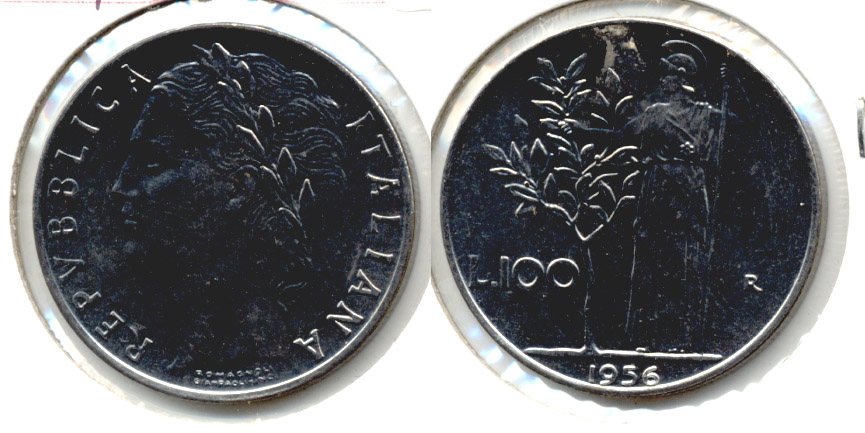 1956-R Italy 100 Lira MS-60