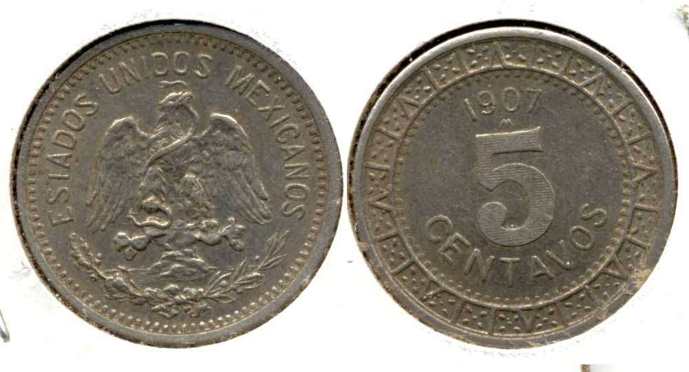 1907 Mexico 5 Centavos EF-40