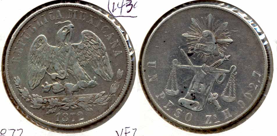 1872 Mexico 1 Peso VF-20