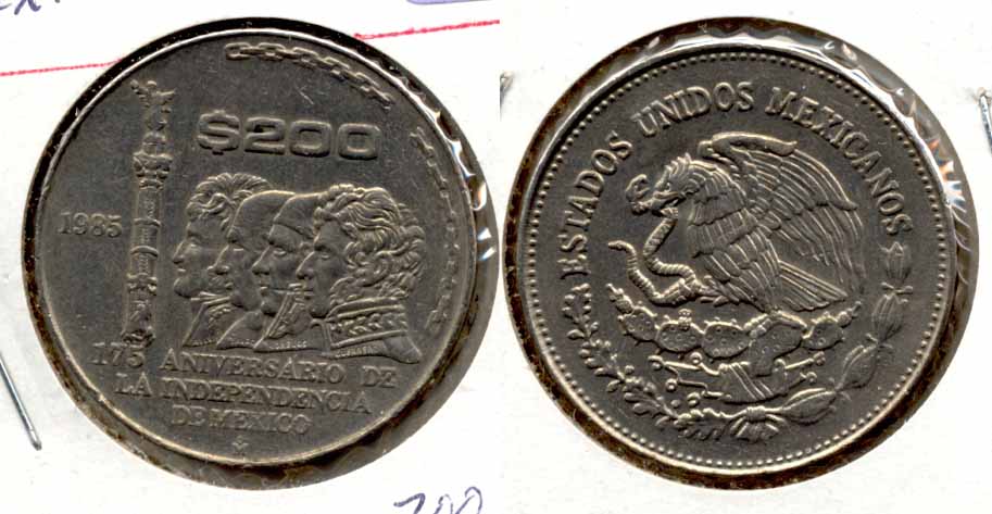 1985 Mexico 200 Pesos AU-50