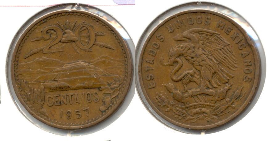1957 Mexico 20 Centavos VF-20