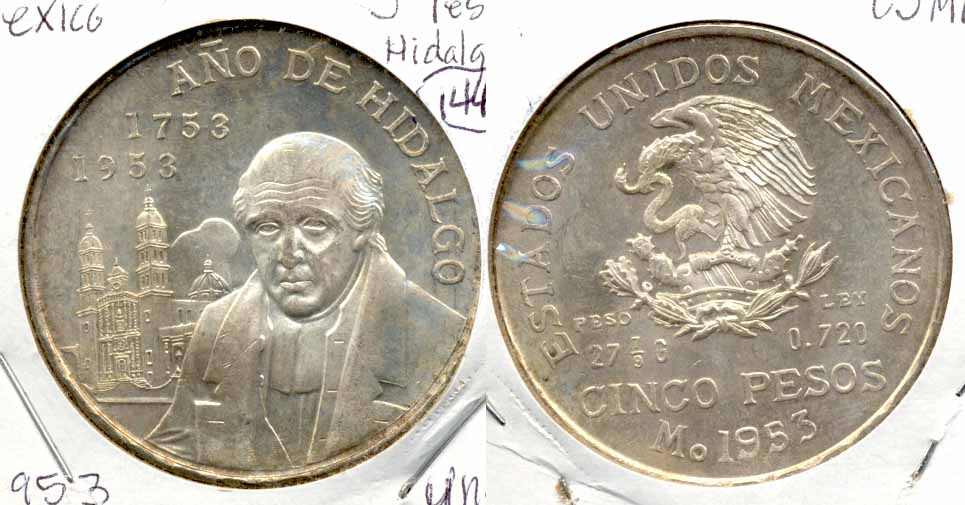 1953 Hidalgo Mexico 5 Pesos MS