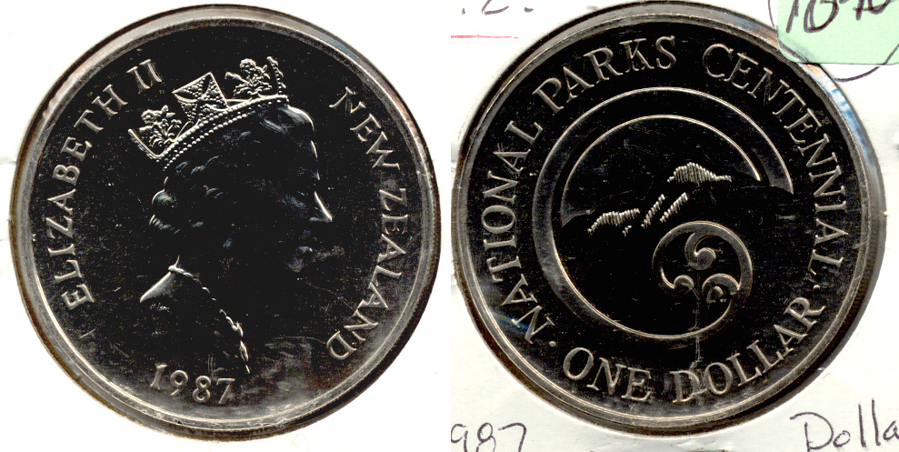 1987 New Zealand $1 Dollar MS-60