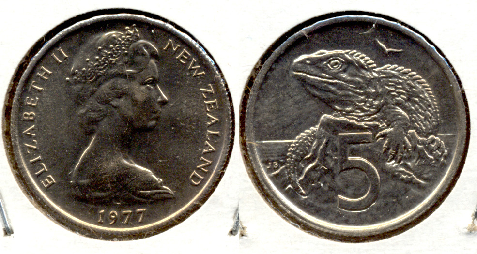 1977 New Zealand 5 Cents MS-60