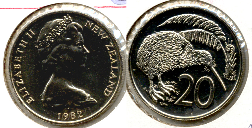1982 New Zealand 20 Cents MS-60