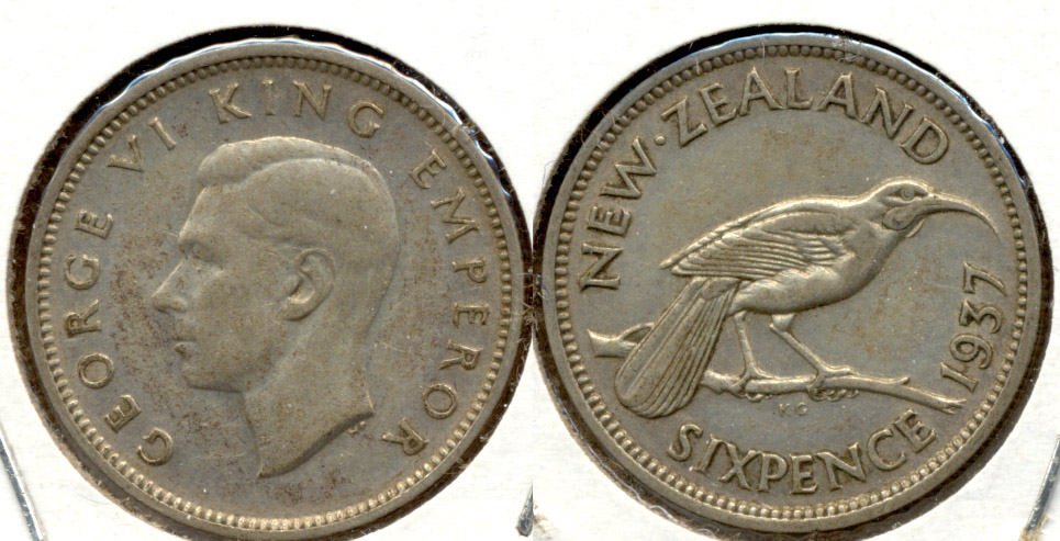1937 New Zealand 6 Pence Fine-12