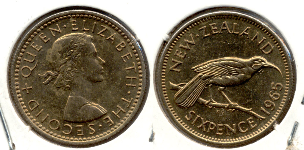 1965 New Zealand 6 Pence MS-60