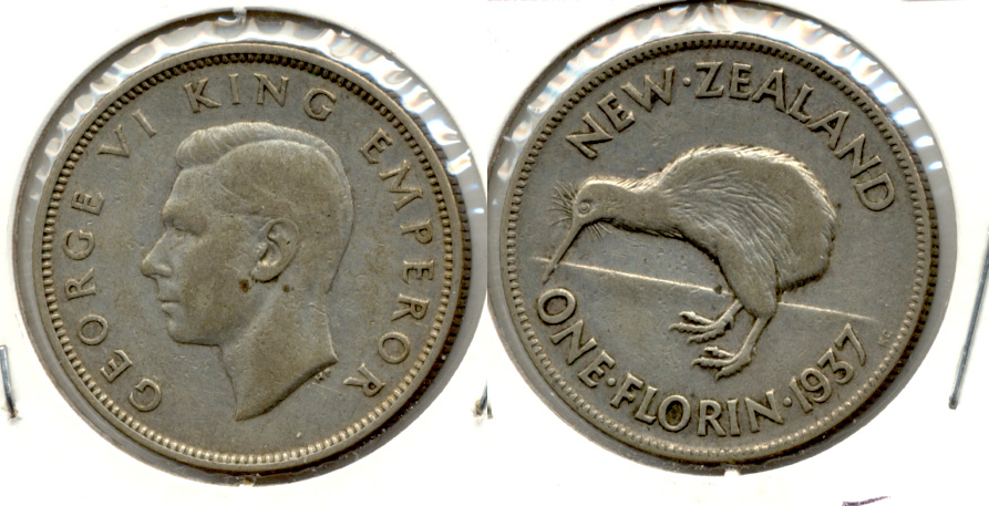1937 New Zealand Florin Fine-12