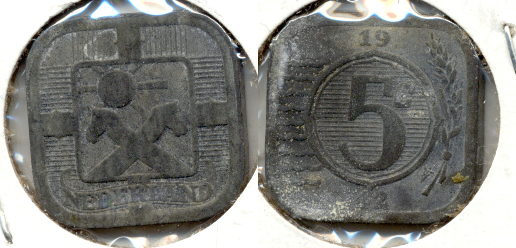1942 Netherlands 5 Cents Fine-12