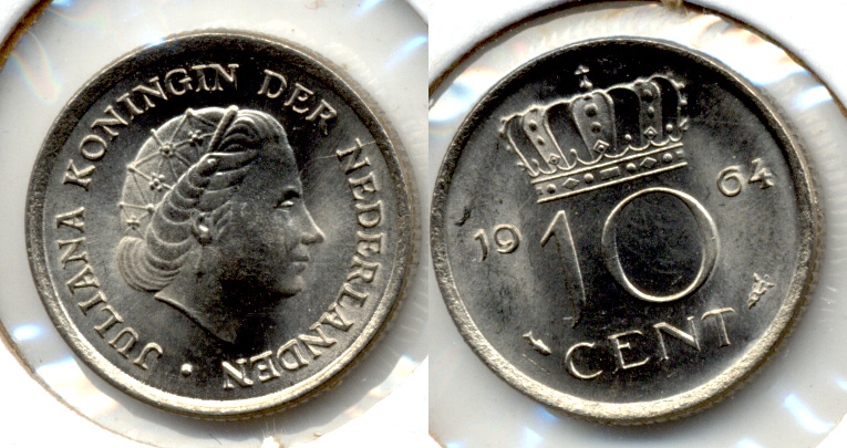 1964 Netherlands 10 Cents MS
